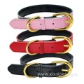 Luxury Solid Colorful Genuine Leather Dog Collar